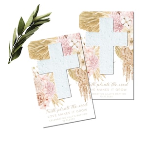 Favores de bautismo-Primera Comunión favor tarjetas-semillas de papel de papel-niño Bautismo-Bautizo de favores-dedicación-primera comunión favores-semilla de papel