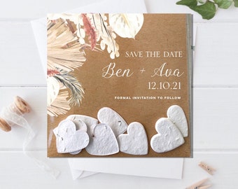 Plantable Save the Date-seed paper save the date-change the Date-Custom save the date-Pampas grass save the date-boho save the date