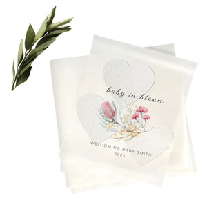 Baby shower semilla favores-deja que el amor crezca favores-papel semilla plantable- baby boy shower- Paquetes de semillas-favores de ducha plantable-semilla bomba-boho