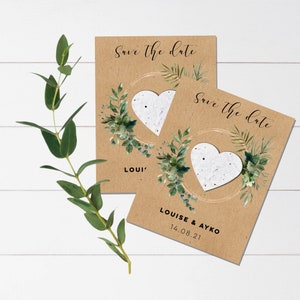 Plantable Save the Date-seed paper save the date-Floral Wreath Save the Date-Custom save the date-Rustic save the date-plantable heart-seed