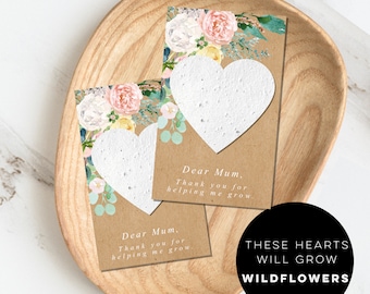 Mother's Day Plantable Seed Paper Card: Wildflower Heart Favors