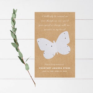 Memorial Seed Packet-butterfly seed paper-seed packets-funeral seed packets-plantable butterfly-life celebration-custom seed packets-seeds