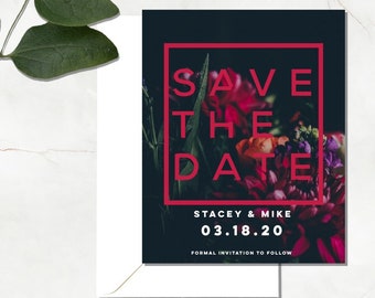 Modern Save the Date magnet-floral Save the Date-Custom save the date-Magnetic save the date-Wedding magnet-Save the Date postcard