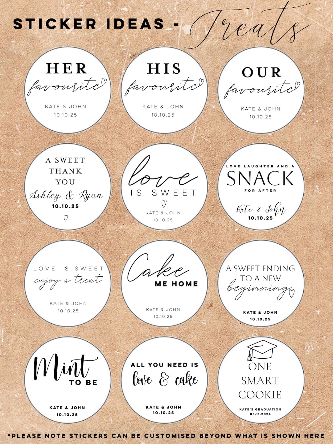 Personalised Wedding Stickerswedding Stickerswedding Etsy