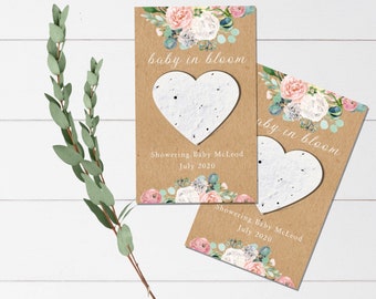 Baby shower seed favors-let love grow favors-plantable seed paper- baby girl shower- Seed packets-plantable shower favors-seed bomb-boho