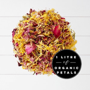 1 litro di coriandoli di fiori - coriandoli biodegradabili - coriandoli di fiori secchi per matrimoni - ecologici - naturali - coriandoli per matrimoni alla rinfusa - petali organici -