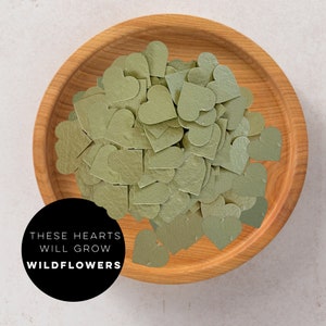 Mini plantable paper hearts-green paper hearts-seed paper hearts-seed paper-wedding-wedding favours-plantable hearts-hearts-earth day-unique
