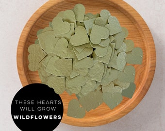 Mini plantable paper hearts-green paper hearts-seed paper hearts-seed paper-wedding-wedding favours-plantable hearts-hearts-earth day-unique