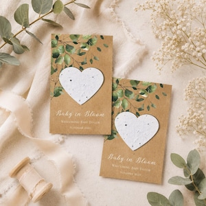 Baby in Bloom-Samen-Papier Gastgeschenke | Pflanzbare Herz-Babypartygeschenke | Wildblumensamen Gastgeschenke | Eco Baby Sprinkle Bevorzugung