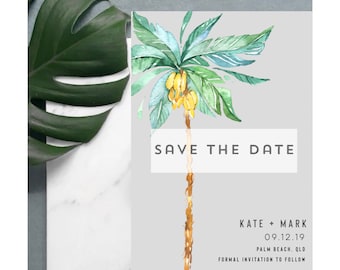 Destination Wedding Save the Date postcard magnet-Palm Save the Date-Save the date magnets-Custom Save the date-Save the date postcard