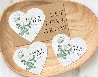 Bulk Plantable Heart shapes-Thank you-Wedding favour-Seed paper-heart gift labels-seed paper favor-wedding favor-custom seed packet favors