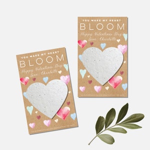 Tarjetas de San Valentín plantables Tarjetas de San Valentín con forma de corazón de semillas para niños Tarjetas de San Valentín para profesores Tarjetas de San Valentín con papel de semillas