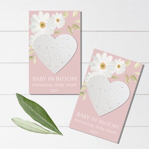 Favores de semillas de baby shower-dejar que el amor crezca favores-papel de semillas plantable- baby girl shower- Paquetes de semillas-favores de ducha plantables-bomba de semillas-Daisy