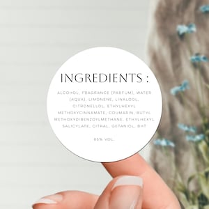Ingrediëntensticker | Allergie-informatielabels | Aangepaste tekststickers | Cosmetica-ingrediënten | Labels voor gebak en voedingsmiddelen Huidverzorgingslabel