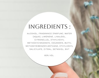 Ingredients Stickers-Allergy Information Labels-Custom Text Stickers-Cosmetics Ingredients-Baked Goods and Food Labels-Skincare Label-custom