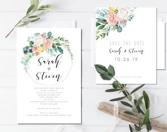 Modern Wedding Invitation-Wedding Invitation set-Wedding invitations-Invitation-Wedding invite-botanical Wedding-Invitations-greenery