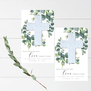 Recuerdos de bautizo / Tarjetas de primera comunión / Tarjetas de papel con semillas / Bautismo de niño Recuerdos de bautizo Dedicación Recuerdos de primera comunión Papel con semillas