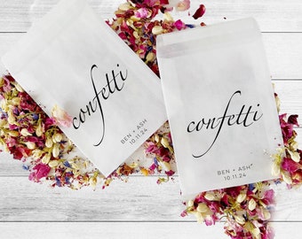 Biodegradable Confetti-Personalised Printed Pre filled packets-Wedding confetti-Petal confetti-Confetti Packets-Confetti-petal toss-natural