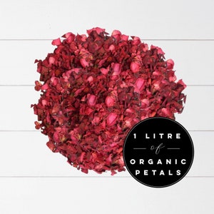 1 litre de confettis pétales de rose | Confettis biodégradables | Confettis de fleurs | Confettis de mariage | Pétales de mariage | pétales de rose | roses biologiques