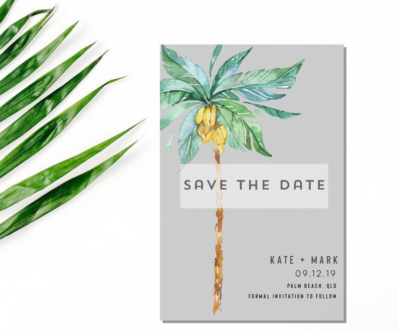 Destination Wedding Save the Date postcard magnet-Palm Save the Date-Save the date magnets-Custom Save the date-Save the date postcard