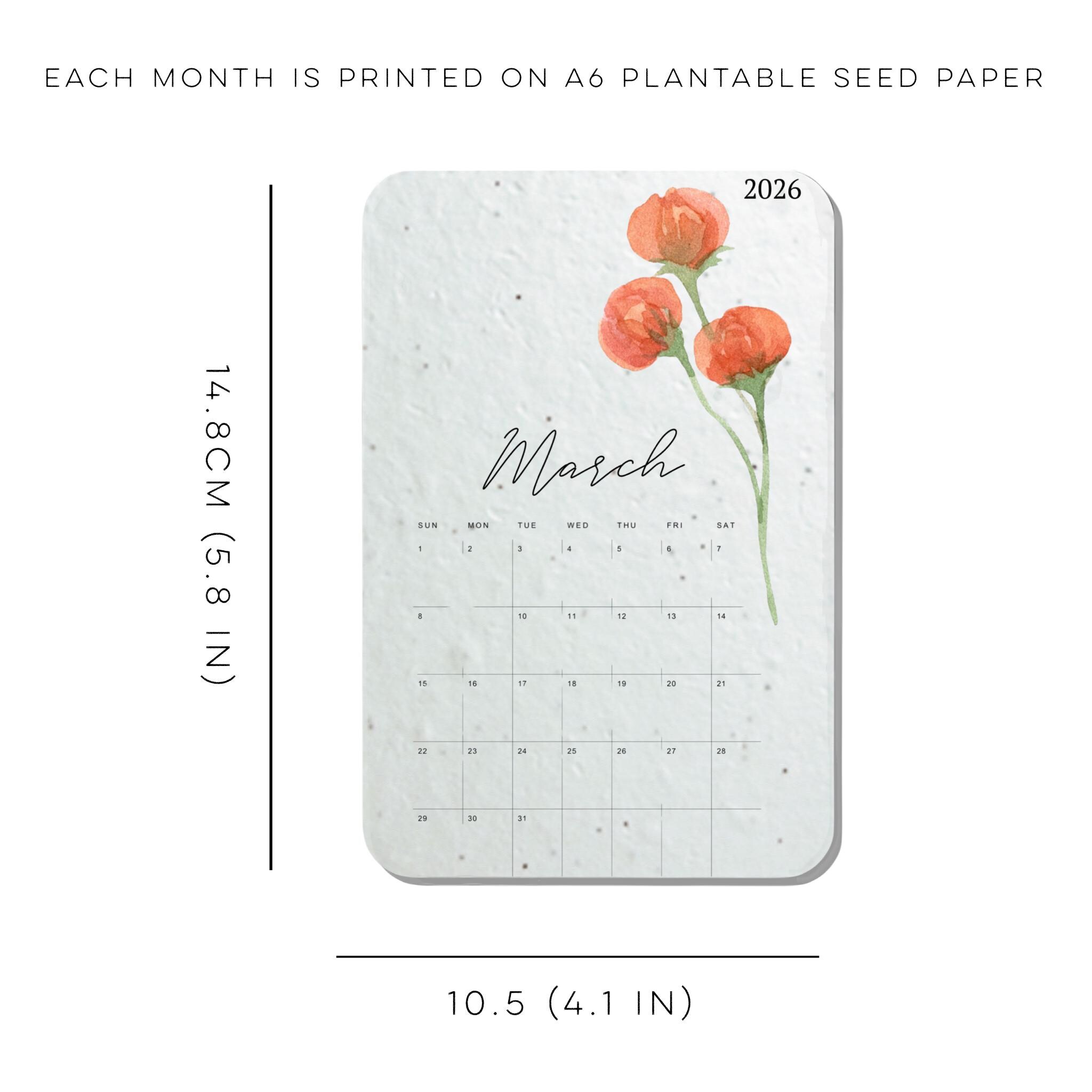Seed Calendar 2026 Eco-Friendly Plantable Love , Sustainable Monthly ...