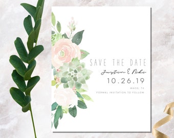 Succulent wedding-Save the Date magnet-Desert Save the Date-Custom save the date-Rustic save the date-Desert Wedding magnet-Save the Date