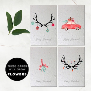 4 set-Cartes de Noël plantables-cartes de remerciement-papier de semence-cartes de Noël australiennes-cartes écologiques-cartes durables-cartes plantables