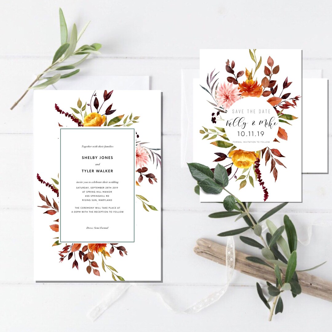 Etsy Fall Invitations Fall Wedding Invitation-wedding Invitation Set-wedding Invitations ...