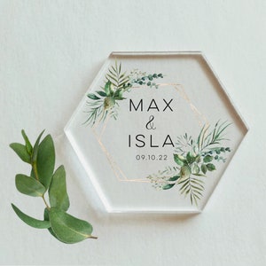 Personalised acrylic coasters-custom wedding favors-clear coasters-wedding coasters-coasters-hexagon wedding coasters-wedding favors