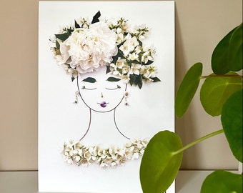 JASMINA • Floral art print • Plants A4 A3 art print • Plant Lady • Nature art print •  Living room wall decor
