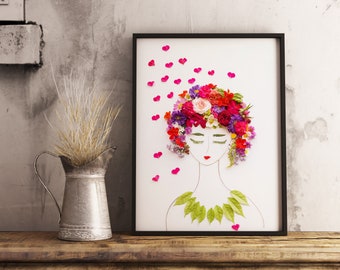 VALENTINA • Floral art print • Plants A4 art print • Plant Lady • Flower lover gift •  Botanical art print