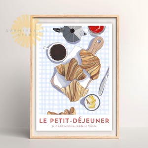 Kunstdruck | Kaffee und Croissants | Gouache Kunstwerk | Giclee Druck | A5 A4 A3 A2 | Galerie-Wand | Poster | Lebensmittel Kunst | Französisches Frühstück