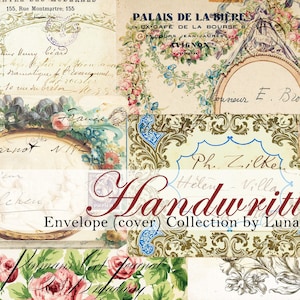Escrito a mano- Cubiertas de sobres florales vintage para diarios basura - Descarga digital imprimible