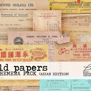 Digital Download Vintage Asian / Malayan Ephemera Receipts And Letters For Junk Journals