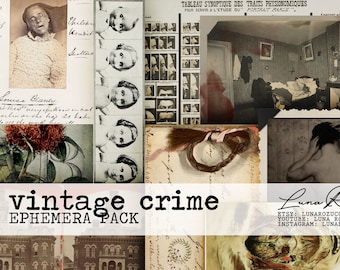 Digital Download Vintage Crime Ephemera Pack