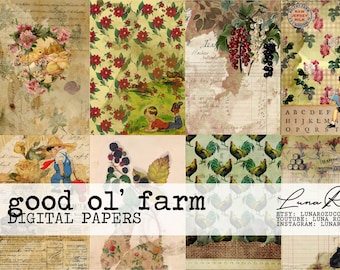 Good ol&#39; Farm Vintage Digital Paper Pack