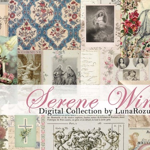 Serene Wings Digital Kit - Vintage Junk Journal - Digitale download - Afdrukbaar