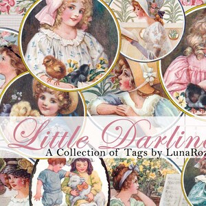 Little Darlings - Vintage Journal Tags - Kinder - Ostern - Floral - Printable - Digital Download