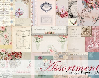 Assortment No.2 - Vintage Floral Junk Journal Papers - Digital Download Printable