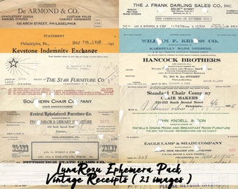 Descarga digital Vintage Recibos Ephemera Pack