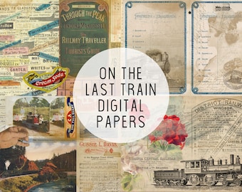 On The Last Train - Vintage Eisenbahn / Eisenbahn / Reisetagebuch Papiere - Digitaler Download