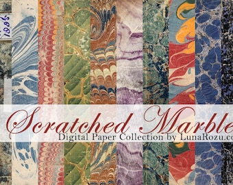 Vintage Marble Patterns - End Papers - Antique - Digital Papers - Scrapbooking - Junk Journal - Digital Download - Printable