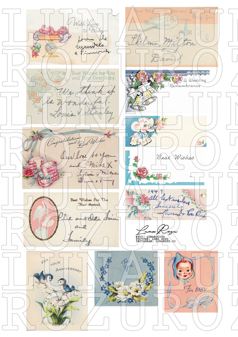 Digital Download Vintage Mini Tags Ephemera Pack - Etsy