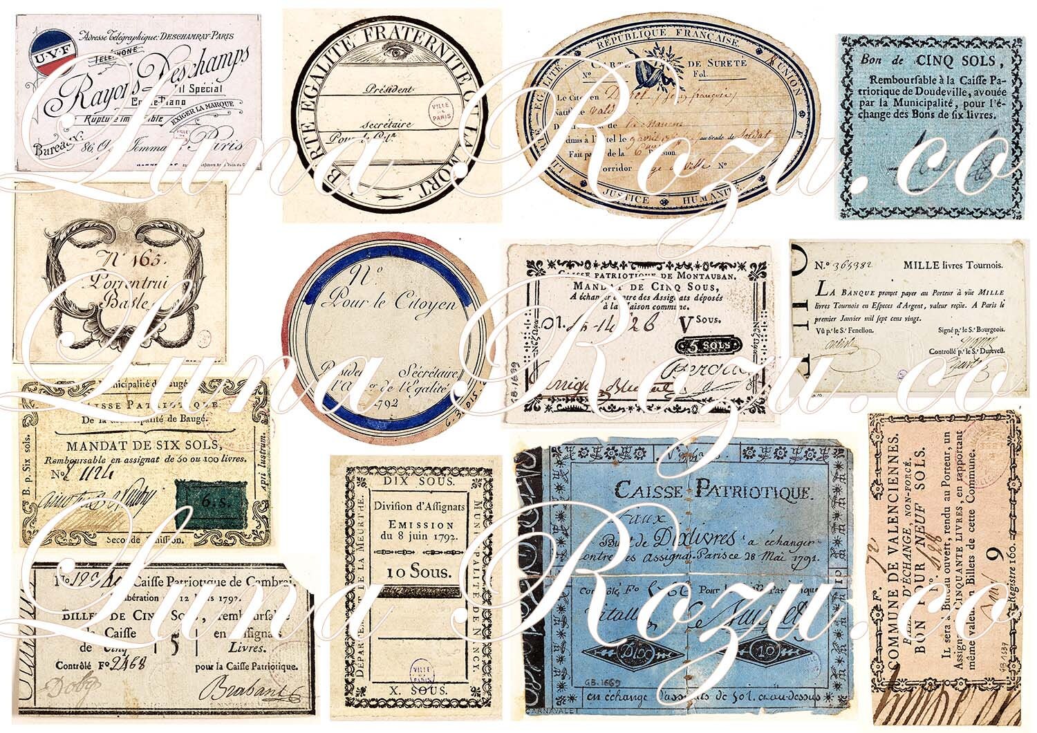 French Labels - Vintage Ephemera - Digital Download, Printable for Junk ...