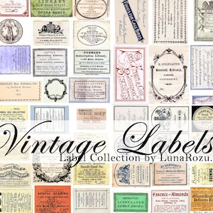 Vintage Labels - Vintage Ephemera - Digital Download, Printable for Junk Journal, Scrapbooking