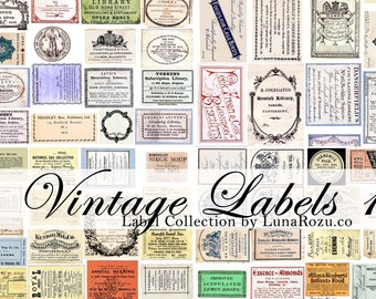 Etykiety Vintage - Vintage Ephemera - Pobieranie cyfrowe, do druku dla Junk Journal, Scrapbooking
