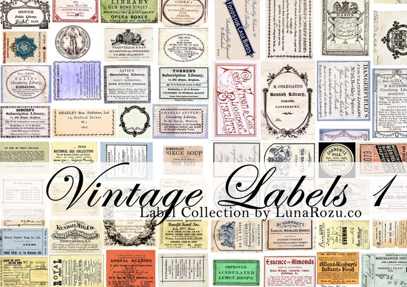 Vintage Labels - Vintage Ephemera - Digital Download, Printable for ...