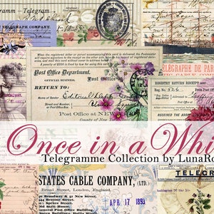 Once in a While - Vintage Mini Telegram Post - Floral - Junk Journals - Printable - Digital Download