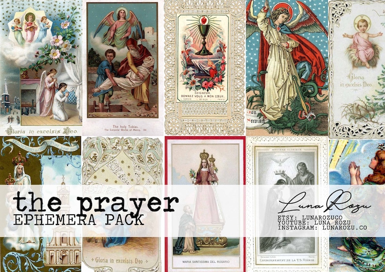 The Prayer Religious Digital Vintage Ephemera Pack Etsy