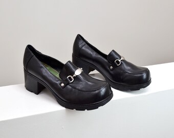 90s black chunky heels